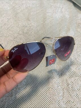 Gold Frame Sunglasses with Purple Lenses